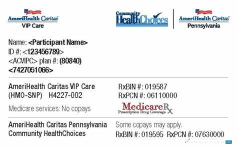 Download USA Pennsylvania AmeriHealth Caritas health insurance card Photoshop template